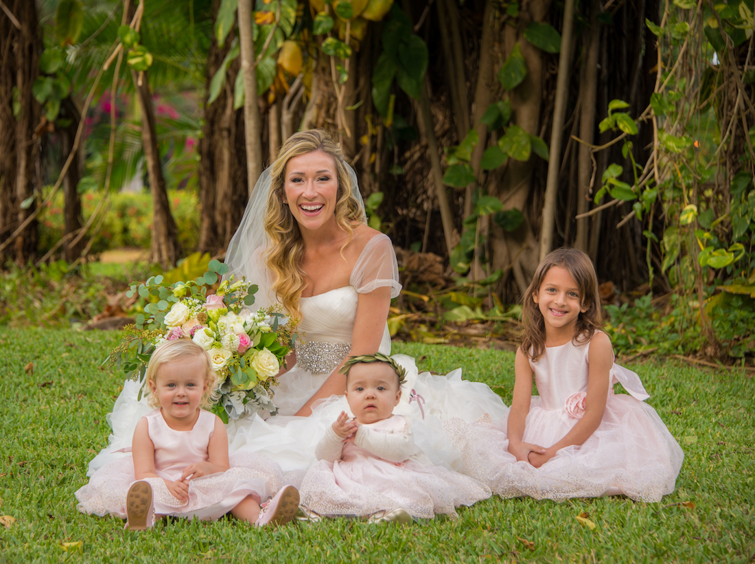 Bride with flower girls